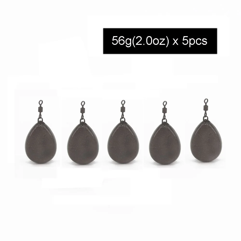 swivel 56g 5 x Карповые рыболовные поводки, встроенные Свинцовые и поворотные грузила, ассорти, вес свинца для ловли карпа 30 г 42 г 56 г 70 г 84 г - Цвет: swivel 56g