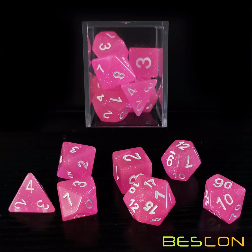 Bescon интенсивные блестящие кости 7 шт набор розовая принцесса новый костей для