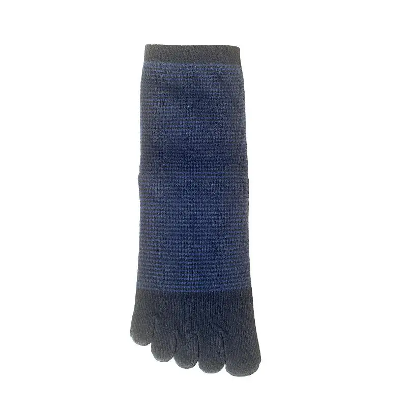 dark blue black Летние мужские носки с пальцами, хлопковые полосатые носки с пятью пальцами, дезодорирующие носки с пальцами, рабочие деловые носки для мужчин BOC159 - Цвет: dark blue black