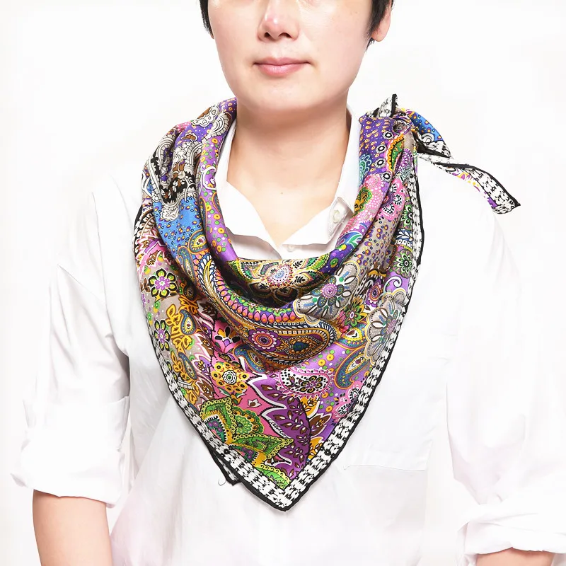 Новый дизайн шелковый шарф модный женский цветы два цвета размер: 90x90 Материал: 100%