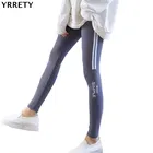 Женские леггинсы YRRETY, черные леггинсы для активного отдыха, сезон весна-лето, леггинсы светло-серого цвета, Осенние леггинсы со средней талией и надписью, облегающие леггинсы для женщин