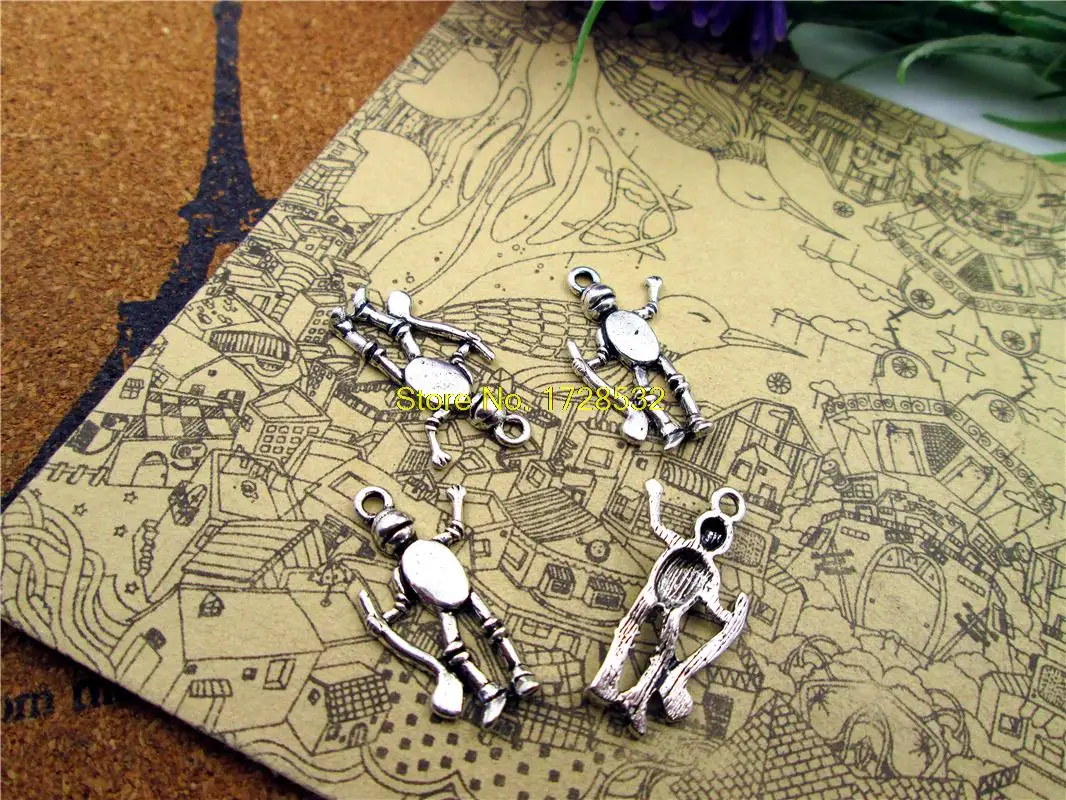 Олова Мужская подвеска в виде волшебника унции цвет серебро олова 25 шт 24x15 мм|wizard