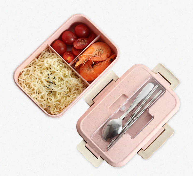 Японский стиль пластиковая Пшеничная солома Bento Ланчбокс портативный детский школьный студенческий Ланч боксы современный Пикник пищевой контейнер для кемпинга