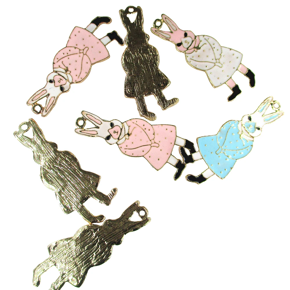 8 штук милых кроличьих эмалированных подвесок для сережек, капель масла, животного тега, ювелирных изделий, аксессуаров для самостоятельного изготовления