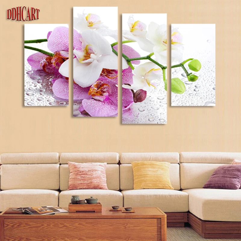 4 Piece/Set Beautiful Butterfly Orchid Picture Canvas Painting Artwork Wall Art Printed painting Decoration Poster | Дом и сад