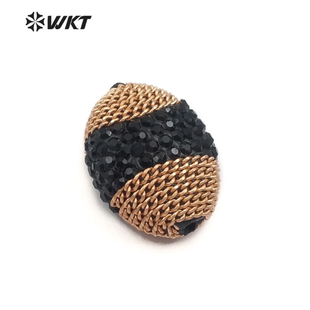 JF324 Trendy Oval Rhinestone Paving And Metal Decorative Beads Accessories Can Production Elegant Jewelry For Women | Украшения и