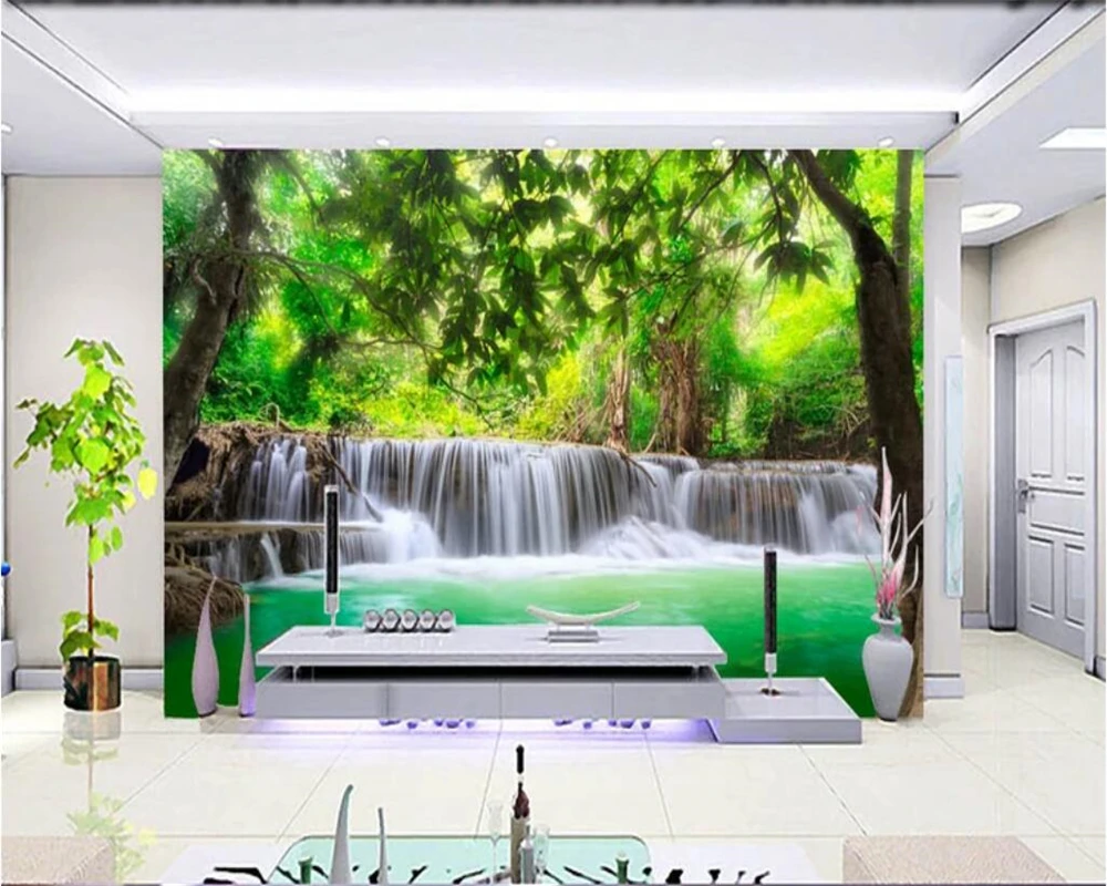Beibehang пользовательские фото обои 3d фрески джунгли река водопад украшение картина 3d гостиная новые обои papel де parede