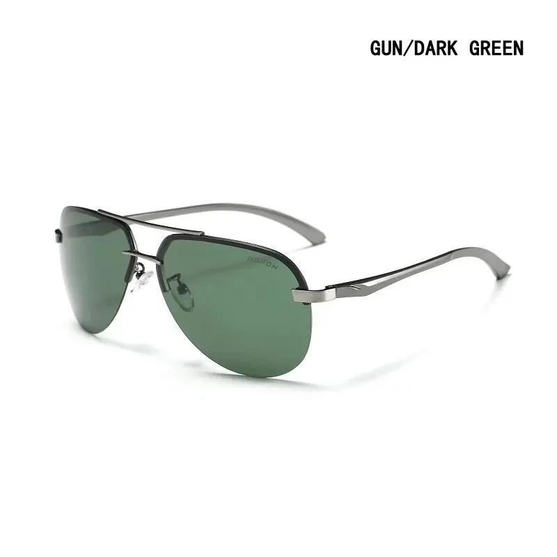 Gray DARK Green AORON, мужские поляризованные солнцезащитные очки, мужские, фирменный дизайн, солнцезащитные очки, алюминиевая нога, зеркальные линзы, солнцезащитные очки для мужчин/wo для мужчин - Цвет линз: Gray DARK Green