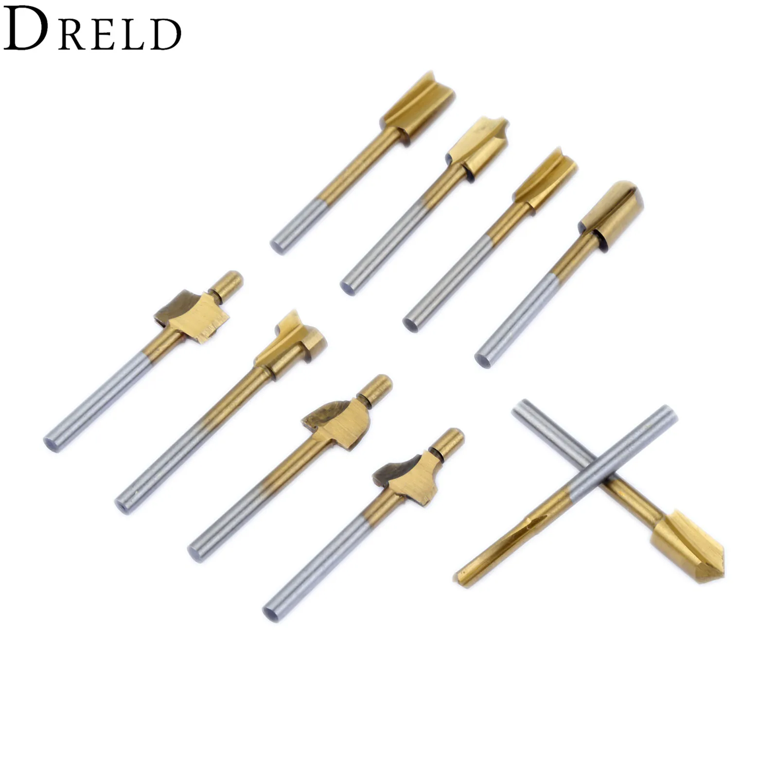 DRELD 10 шт. 1/8 "Хвостовик HSS деревообрабатывающие фрезы Деревообрабатывающие