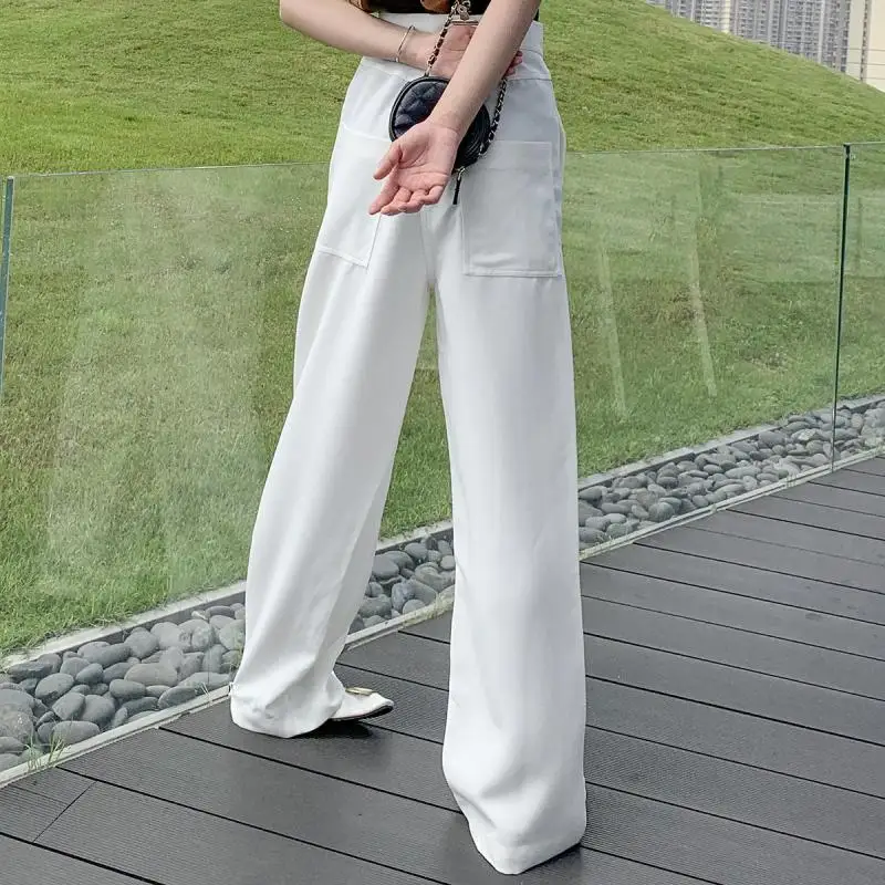 Женские прямые брюки GETSPRING белые с высокой талией Универсальные Длинные