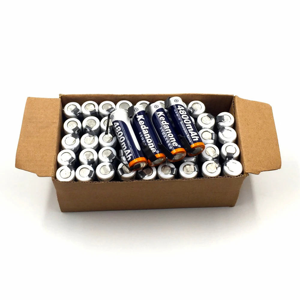 Ni-mh 1.2v AA rechargeable battery 4800 mAh nimh cell green case with welding inserts for Philips shaver razor toothbrush | Электроника