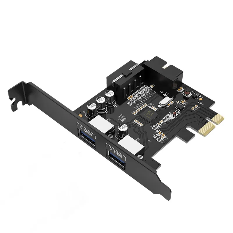 Черный 2 порта USB 3,0 PCIe Плата расширения 2 внешних порта и 1 внутренний 19Pin разъем для PCI-E x1/x4/x8/x16 компьютера ПК, PVU3-2O2I - Цвет: Черный