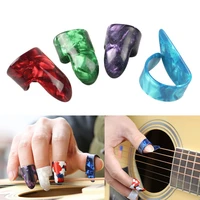 4pcsset celluloid 1 thumb 3 finger guitar picks shape plectrums sheath fingerpicks for acoustic electric guitar accessories