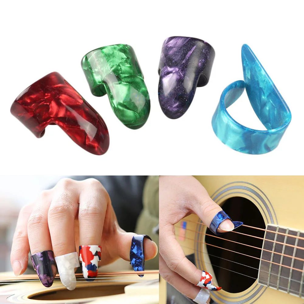 4 шт./компл. Alice Celluloid 1 Thumb Pick + 3 Finger Nail s Ring Shape plectrсветильник для акустической