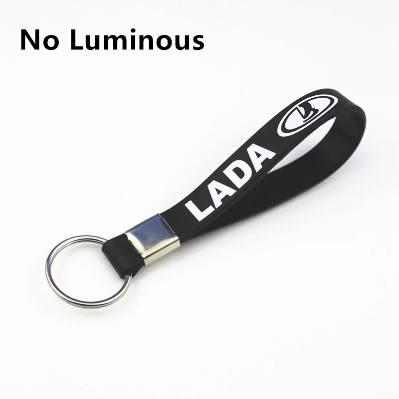 Luminous Silicone Emblem Badge Car Key for Lada Niva Kalina Priora Granta Largus Vaz Samara Key Chain Ring Car Styling - Название цвета: for Lada BLACK