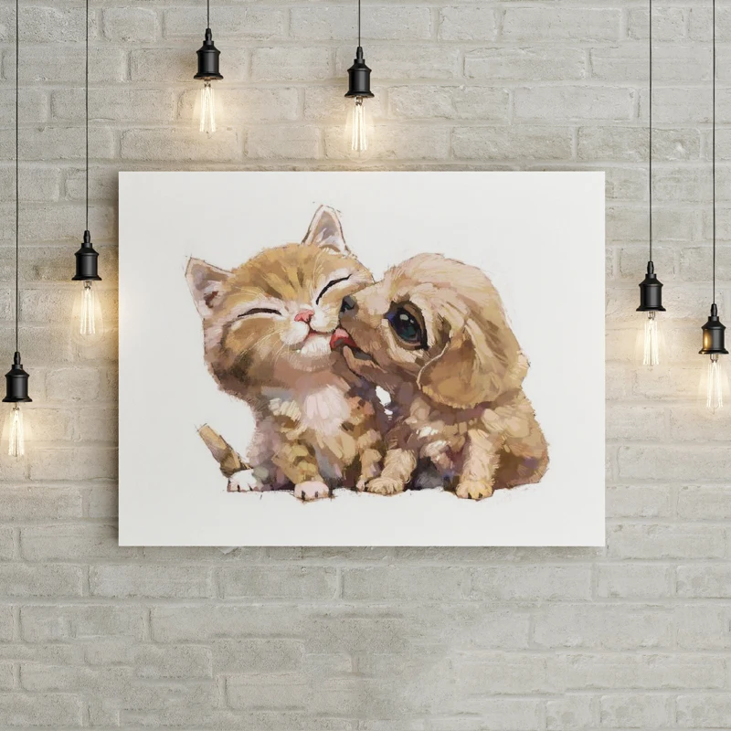 Сладкий ручная роспись собака Kiss Cat маслом по номерам DIY милые животные