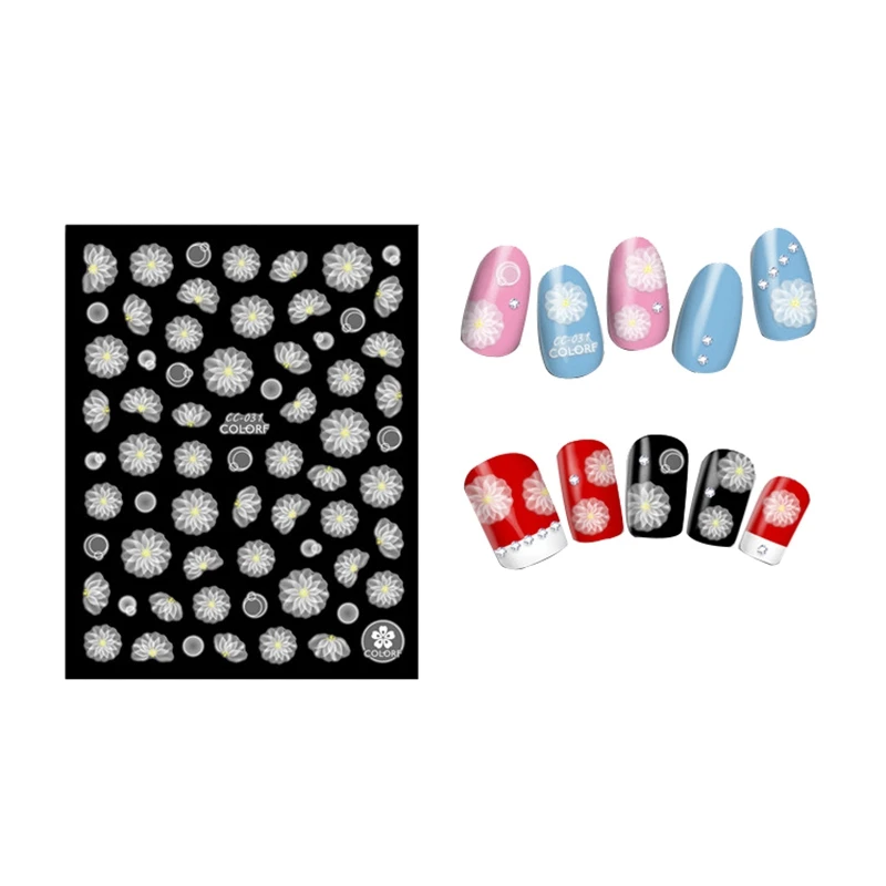 Mtssii 3D 1 лист для ногтей с цветами Стикеры s Белое кружево ногтей Стикеры акриловый цветок аппарат для крепления на гвоздях и наклейки для ногтей из розового золота Стикеры s - Цвет: M26722