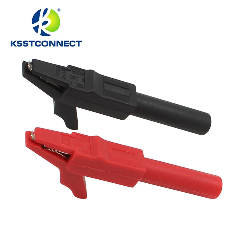 CC258 10 шт Черный Красный изолированный тонкий Зажим аллигатора тестовый зажим с 4 мм гнездом