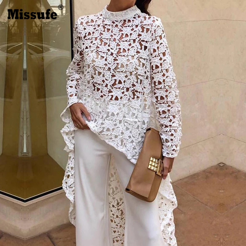 Женское асимметричное кружевное платье Missufe повседневное весеннее Платье туника