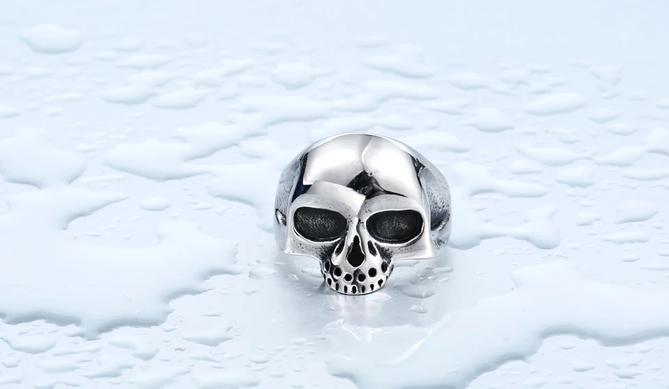 three colour Men's Fashion Punk Black/Silver/Plated-Gold Alien Skull Rings Man 316L Stanless Steel Fashion Jewelry BR8-198