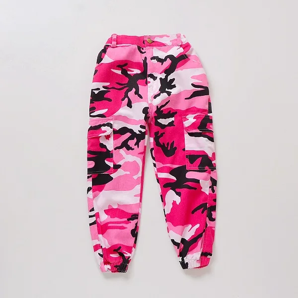 PINK PANTS Танец Черлидинга, костюмы для детей, без рукавов, для девочек, хип-хоп, уличный танец, сценические наряды, Детские джазовые камуфляжные штаны DC1436 - Цвет: PINK PANTS