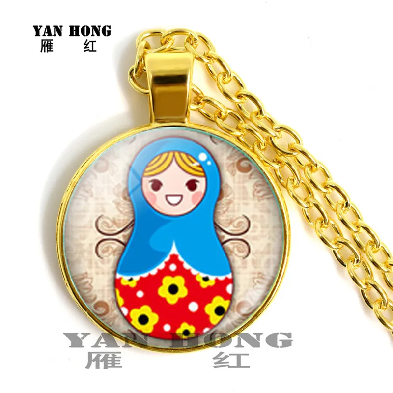 Русская кукла стеклянное ожерелье бабушка в комплекте мультяшная 1 кулон на