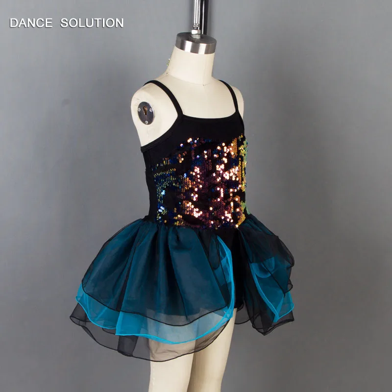 Black Bodice with Keyhole and Leotard Skirt Romantic Ballet Tutu for Girl Kid Stage Performance Costume Practice Dancewear 19018 |