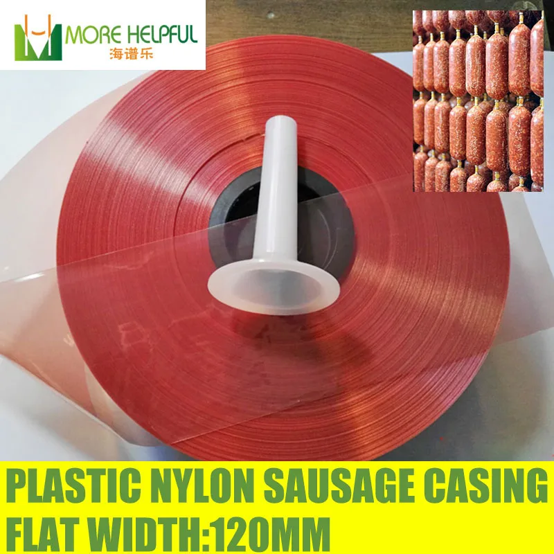 

50 meters ,flat width 120mm ,diameter 75 mm, nylon Sausage casing,plastic sausage cover, sausage skin,home use free shipping,