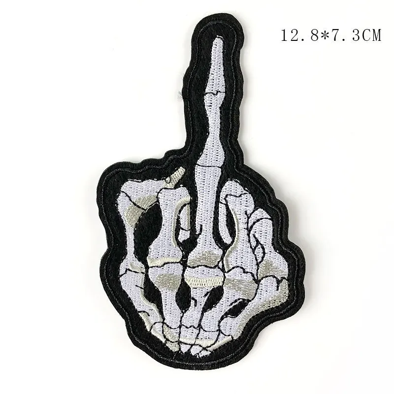 PGY Байкер Punk Череп заплатка для одежды швейная аппликация полосы на наклейки для одежды на мотоцикле Stussy Средний нашивка пальцы - Цвет: Skull middle finger