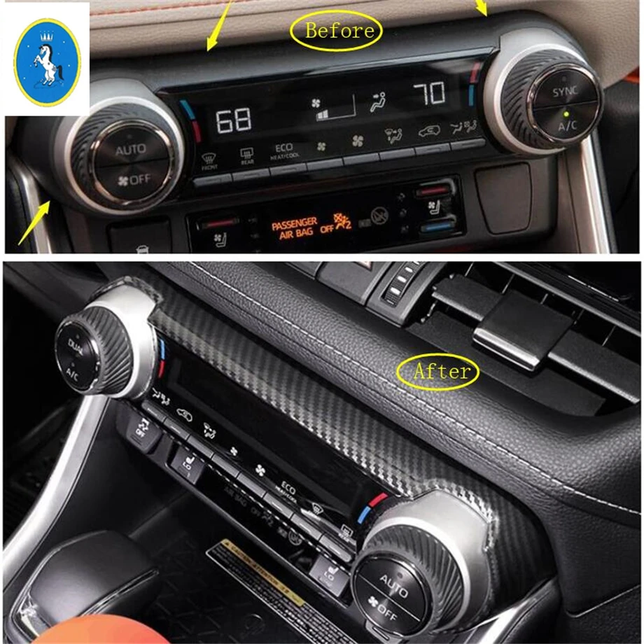 Yimaautotrim авто аксессуар центральный Кондиционер Переключатель переменного тока Накладка подходит для TOYOTA RAV4 RAV 4 углеродное волокно ABS
