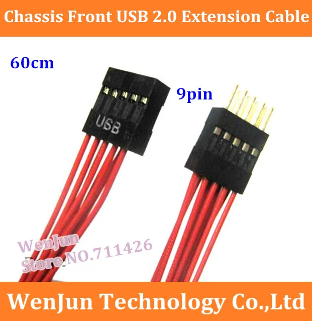 60CM High Quality Chassis front /Motherboard USB 2.0 extension cable  USB2.0 extension cord 9pin