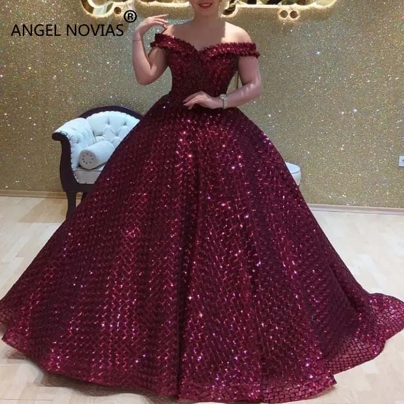 ANGEL NOVIAS длинное фиолетовое вечернее платье Паффи размера плюс арабское Дубай