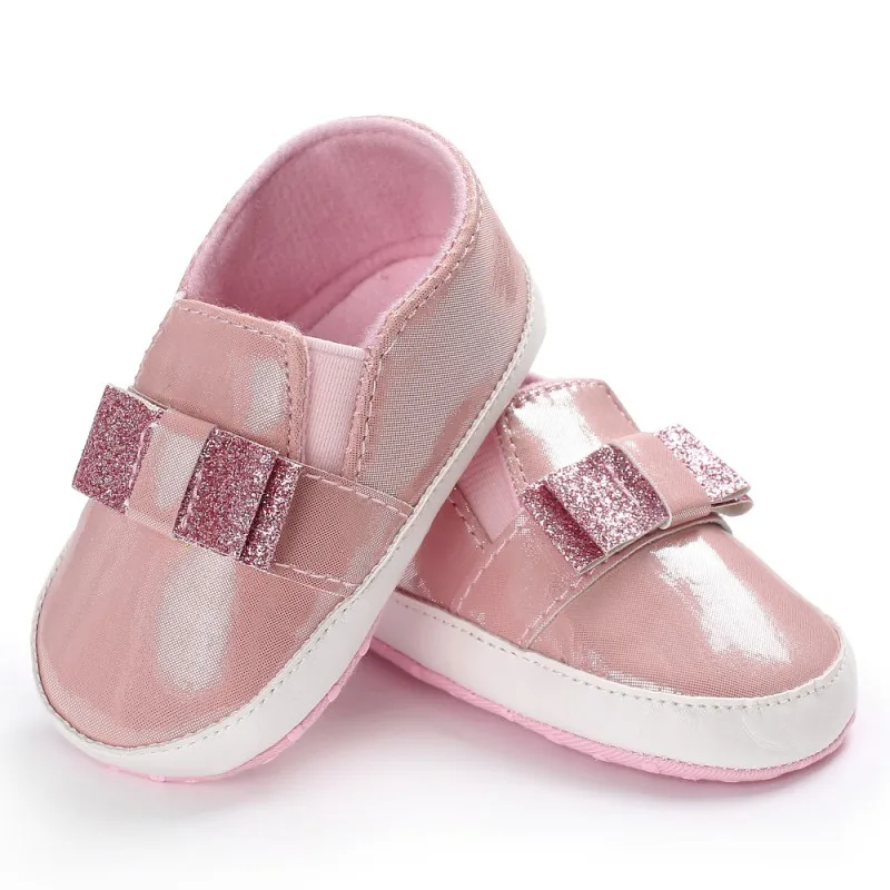 Newborn Bling Sequins Bow PU Leather Baby Shoes First Walkers Leisure Moccasins Sneaker Soft Sole|baby moccasins|leather baby shoesbaby first shoes |