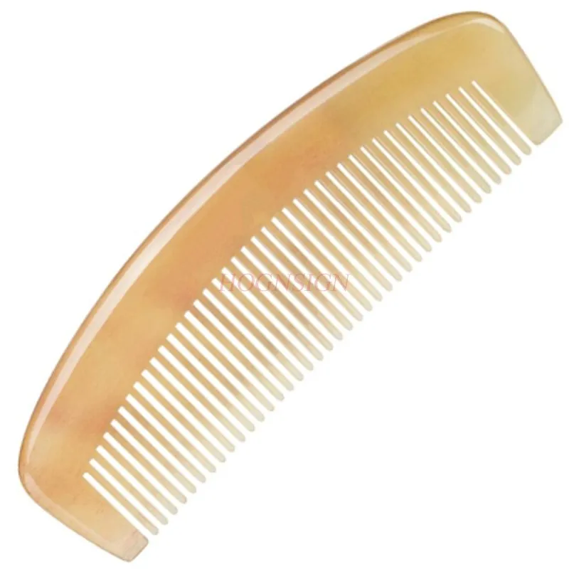 Natural Horn Comb Fine Wide Tooth Curly Hair Combs Authentic Yellow Hairbrush Hairdressing Supplies For Female Gift High Grade