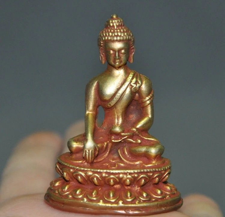 Tibet Buddhism bronze 24k gold Gilt Medicine Buddha Sakyamuni Shakyamuni statue | Дом и сад