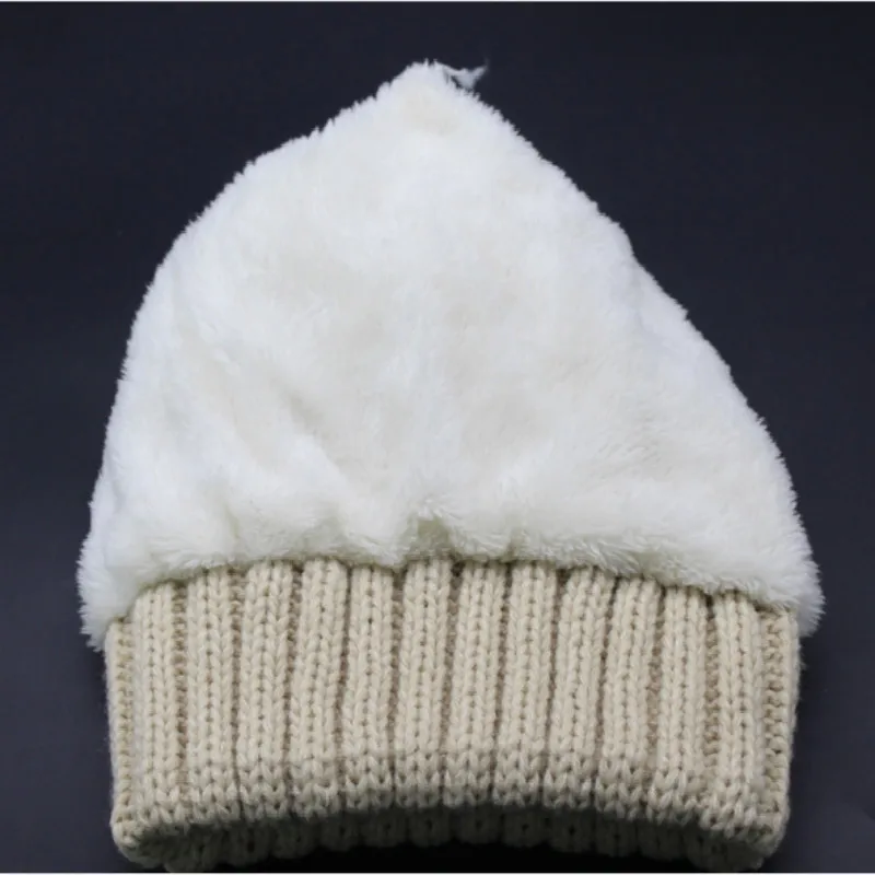 Вязаный шарик с помпоном из натурального меха Толстая теплая флисовая подкладка