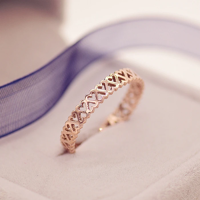 Кольцо на палец YUN RUO розовое золото нержавеющая сталь 316 л подарок день