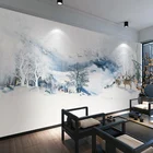 Пользовательские 3D Настенные обои в китайском стиле абстрактные чернила Гора вода птица Лось кабинет спальня фон Декор стены живопись