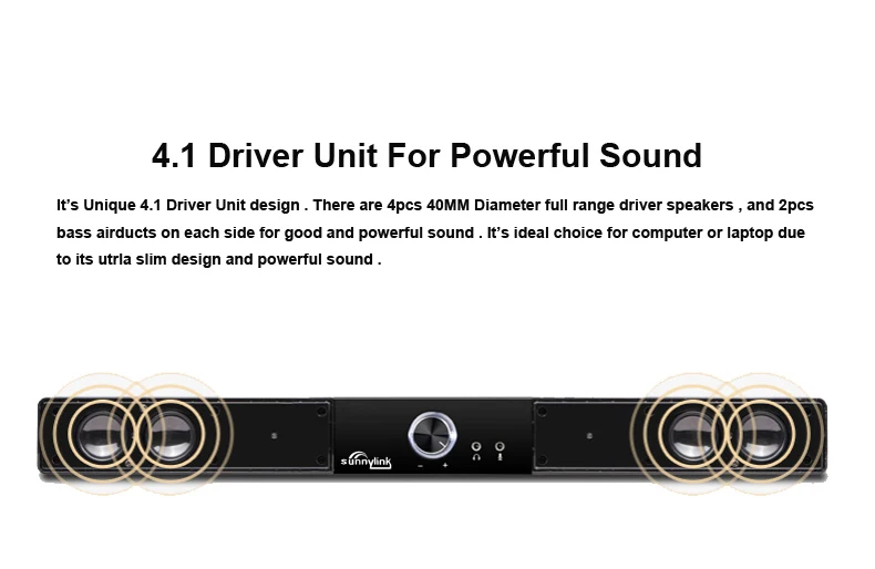 SUNNYLINK HIFI USB динамик 10 Вт для компьютера звуковая панель встроенный сабвуфер