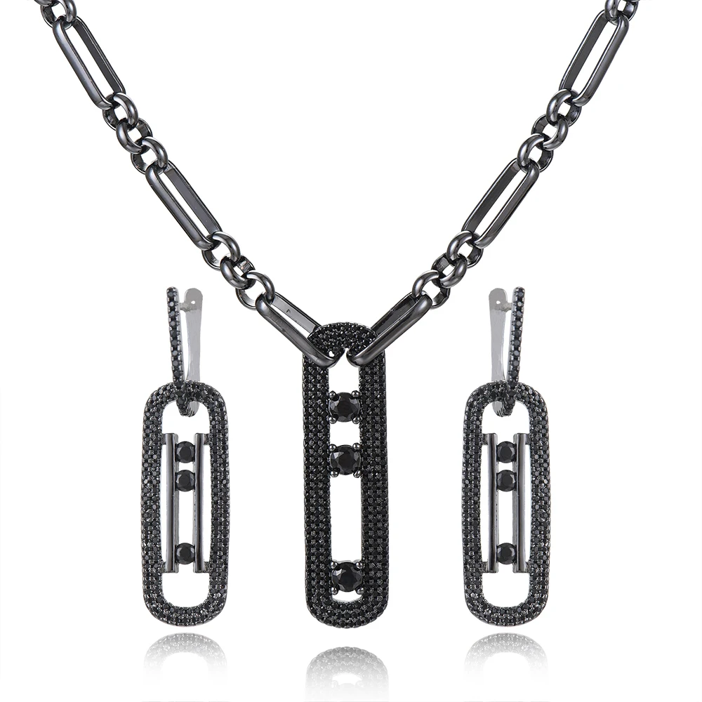 Комплект из колье и серёг с геометрическим узором|Ювелирные наборы| |