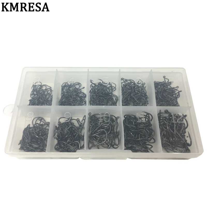500pcs / set mixed size Fishing Hook# 3~ 12 carbon steel carp fishhook Original box Jigging Bait hook Fishing tackle - Цвет: A