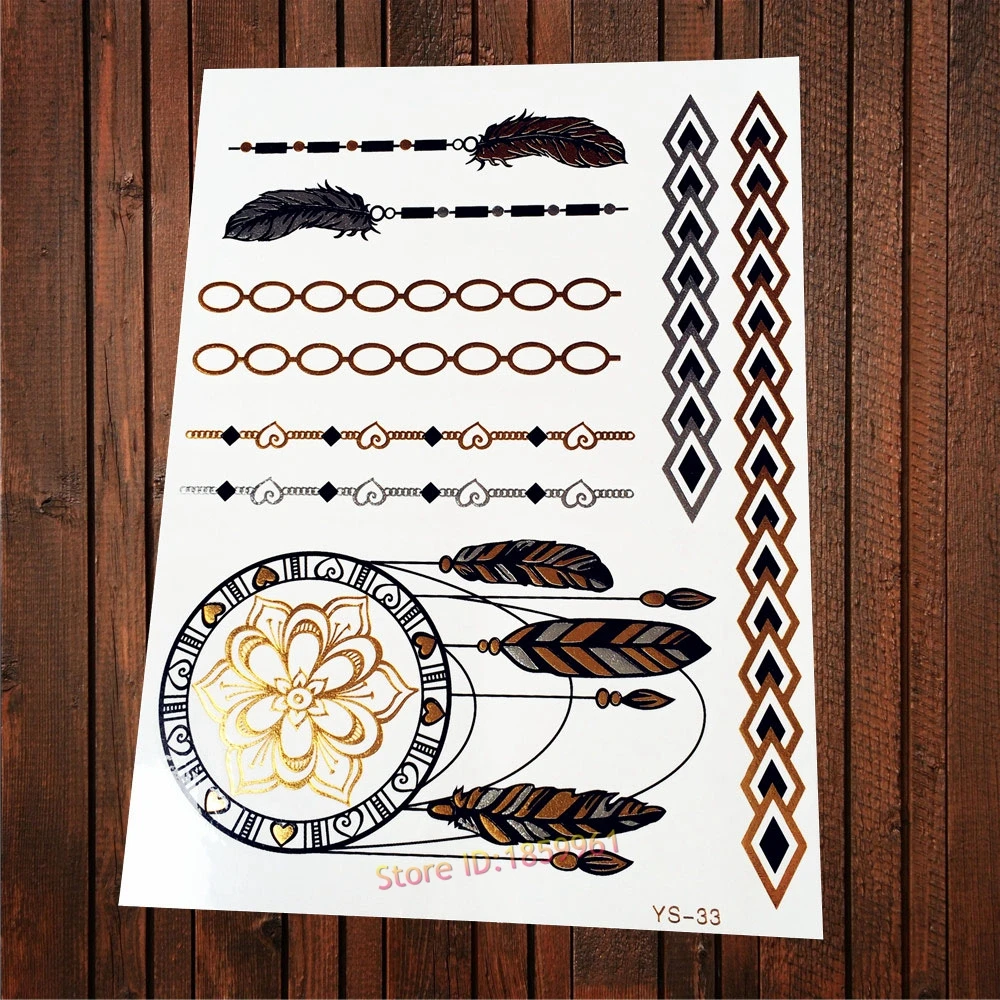 Ярко-розовый Ловец снов блестящая металлическая татуировка ювелирные изделия