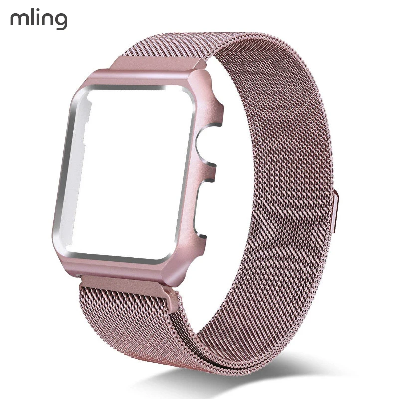 Mling для iWatch Миланская Петля из нержавеющей стали металлический ремешок для Apple Watch серии 1 2 3 4 5 42 мм 38 мм 44 мм 40 мм чехол