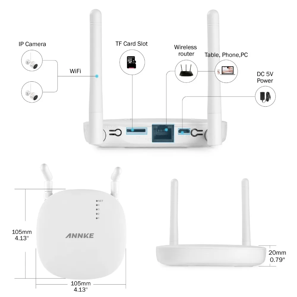 Беспроводная камера видеонаблюдения ANNKE RU 4 канала 1080P Wi Fi NVR шт.|Система