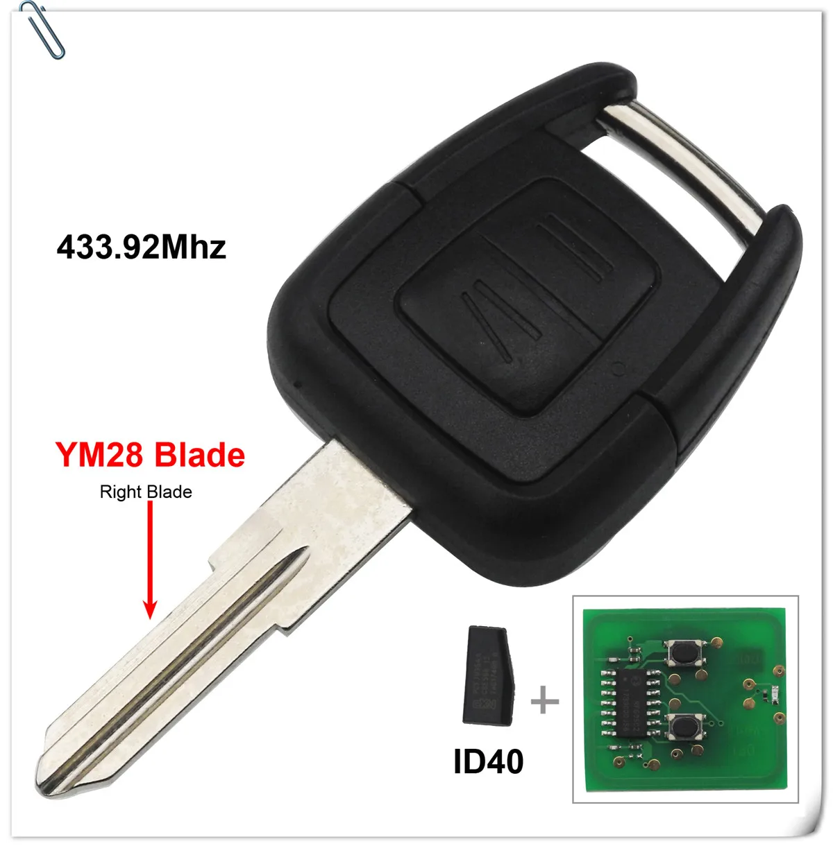 Jingyuqin 2 кнопки 433 МГц Брелок дистанционного ключа для Opel Vauxhall Vectra Zafira OP1 24424723 с ID40 чип HU43 HU100 YM28 HU46 лезвие