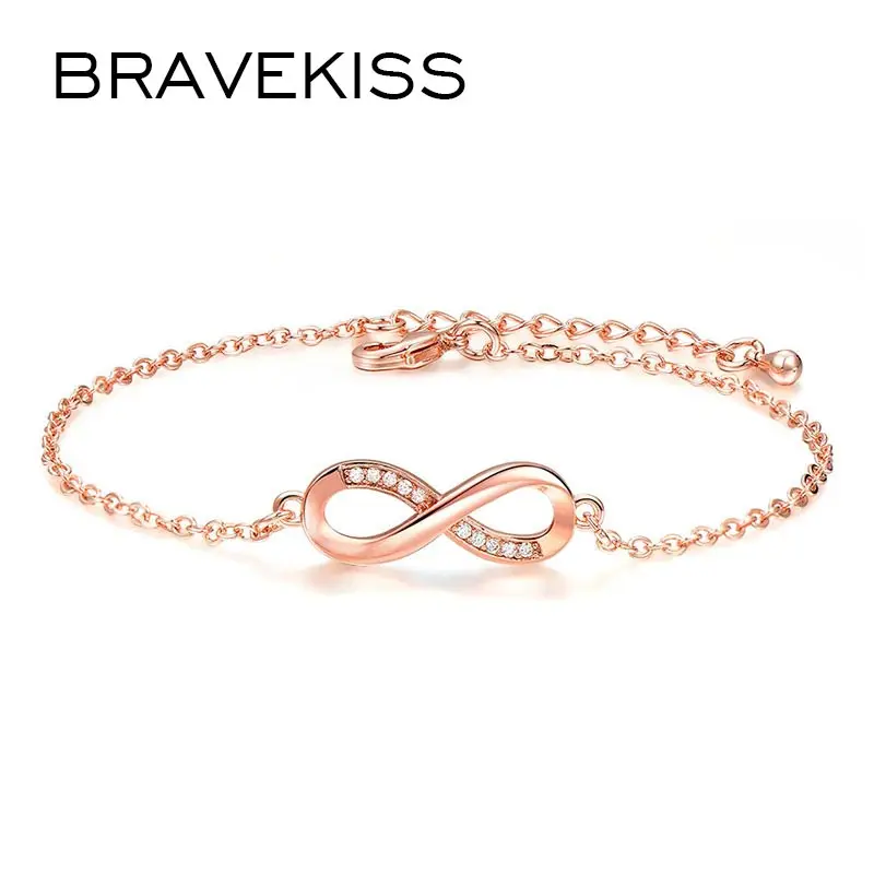 BRAVEKISS Initial Infinity браслеты с буквами розовое золото браслет цепочка дружбы модные