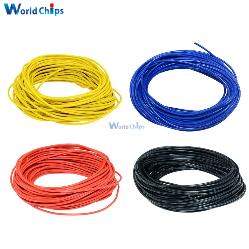 Гибкий многожильный проводной кабель 24 AWG желтый/синий/красный/черный 10 м 300