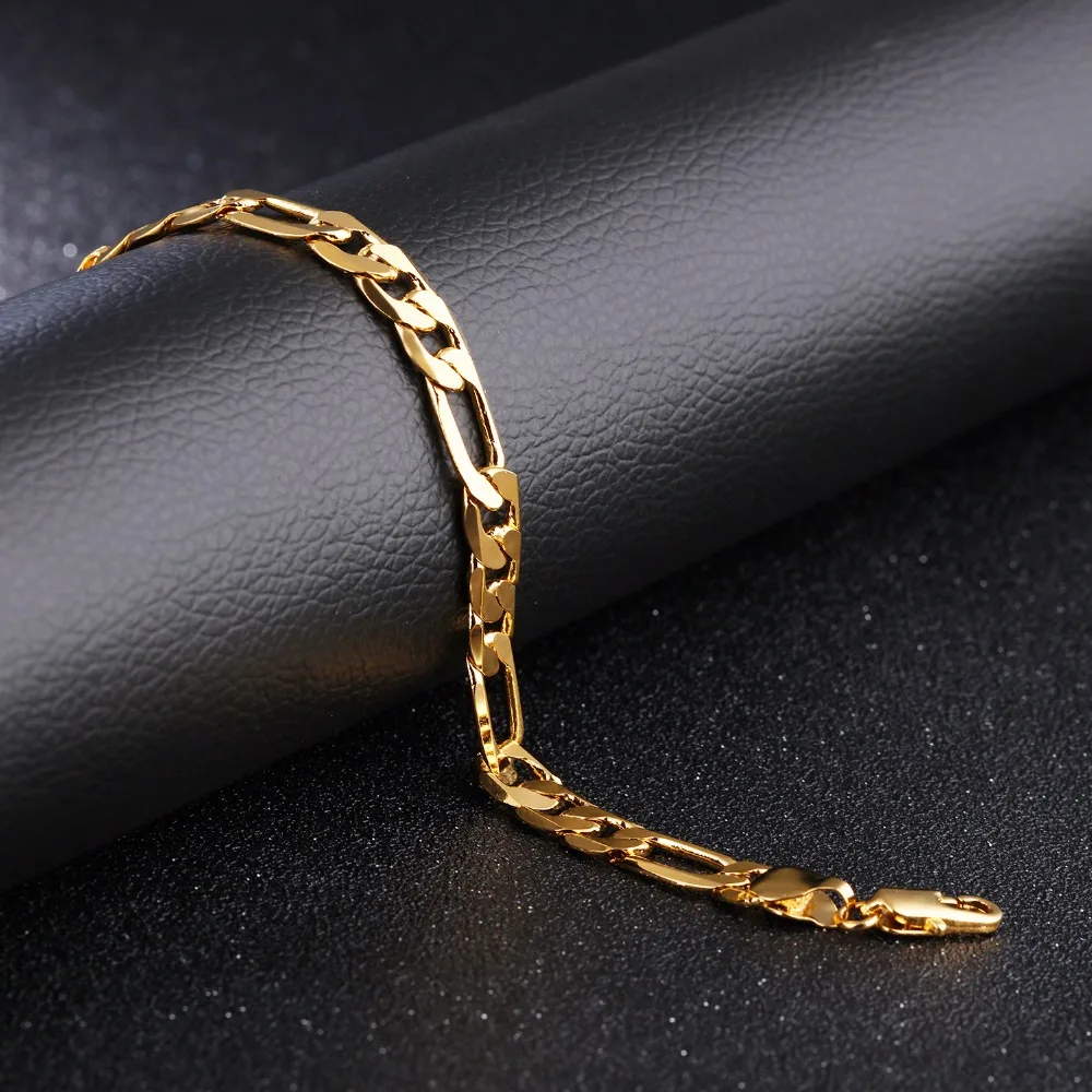 _ Aliexpress Лидер продаж классический винтажный золотой браслет цепочка Фигаро