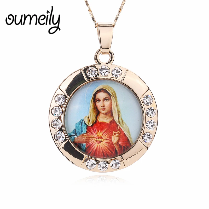 Ожерелье с подвеской OUMEILY Jesus большое ожерелье крестиком для женщин и мужчин