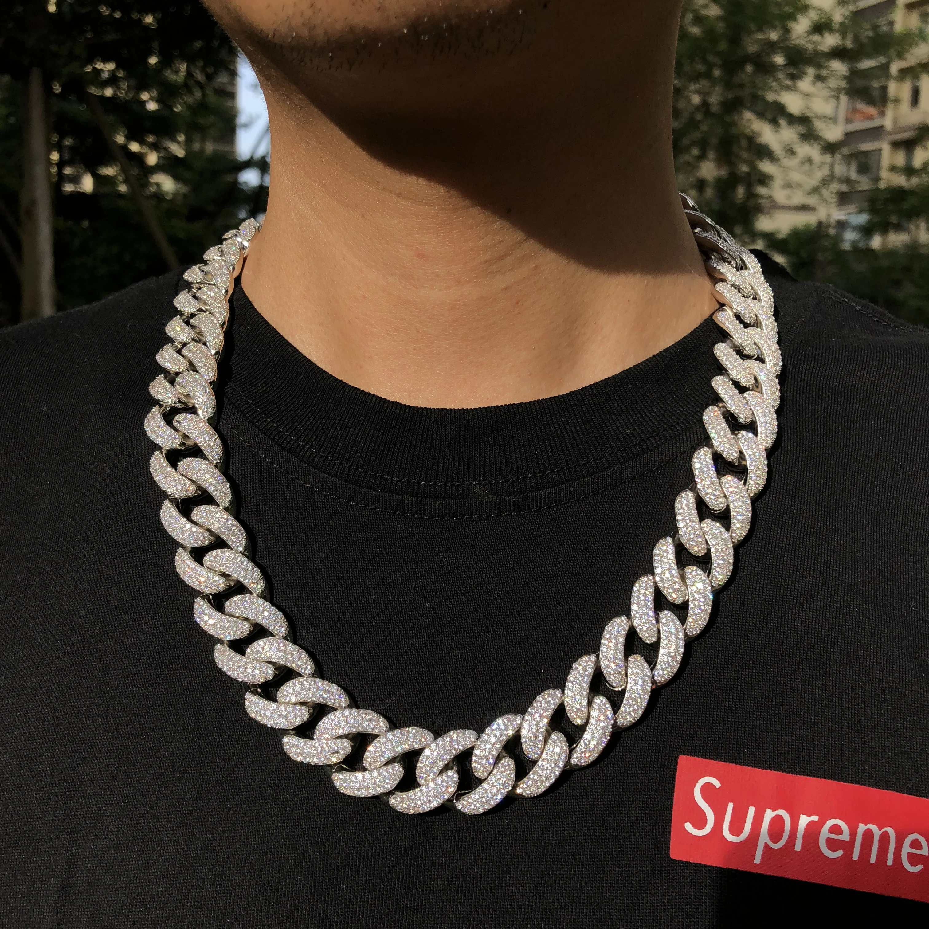 19 мм позолота и белое покрытие хип-хоп кубинский звеньевой цепь